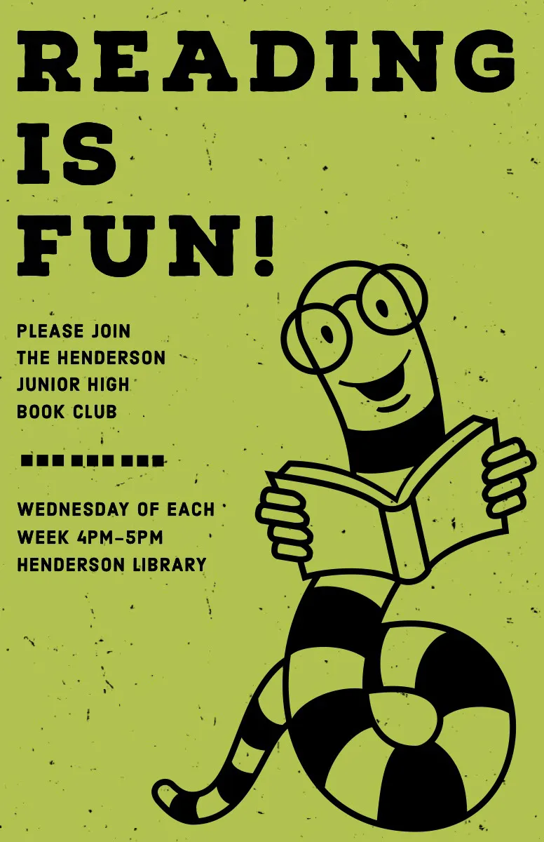 Green Illustrated Literature School Club Flyer