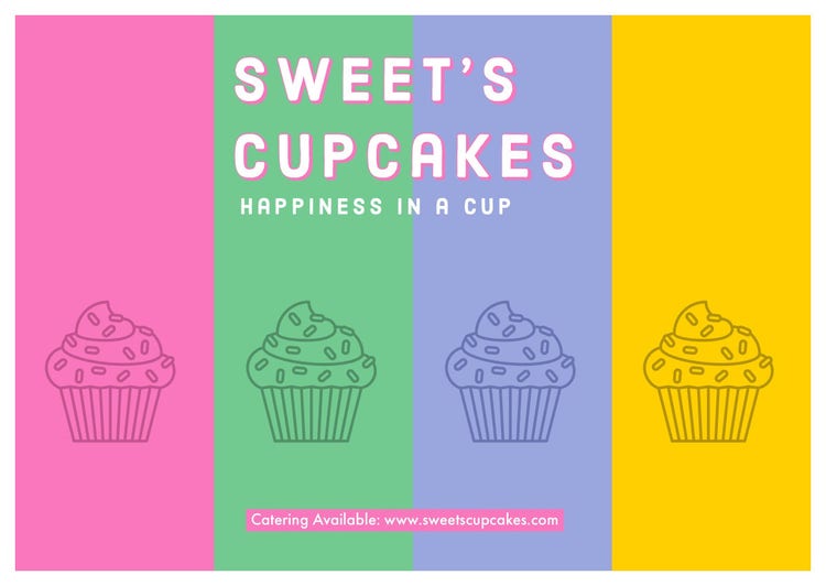 Multicolored Bakery Ad with Cupcakes