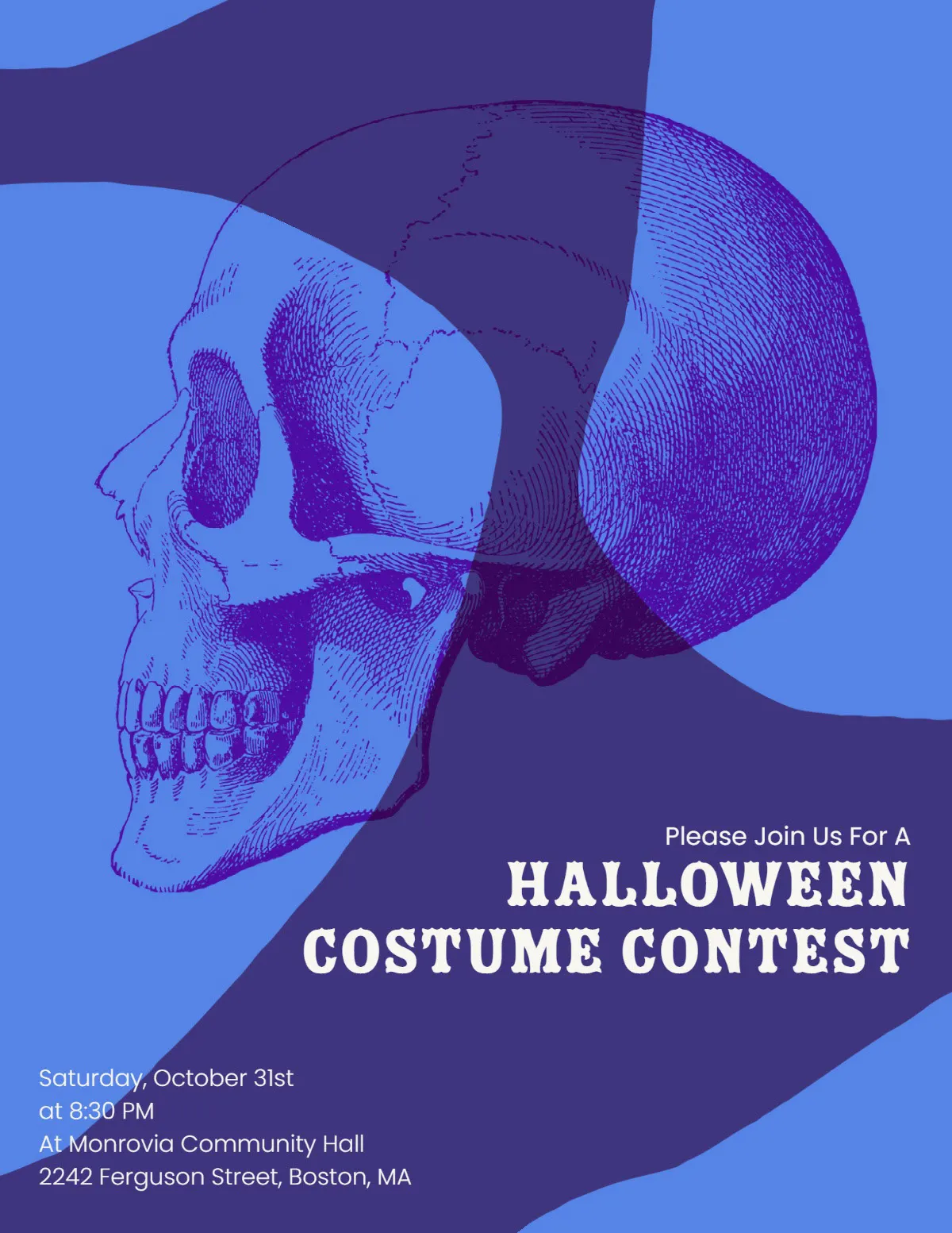Blue Bold Illustrative Skull Halloween Flyer