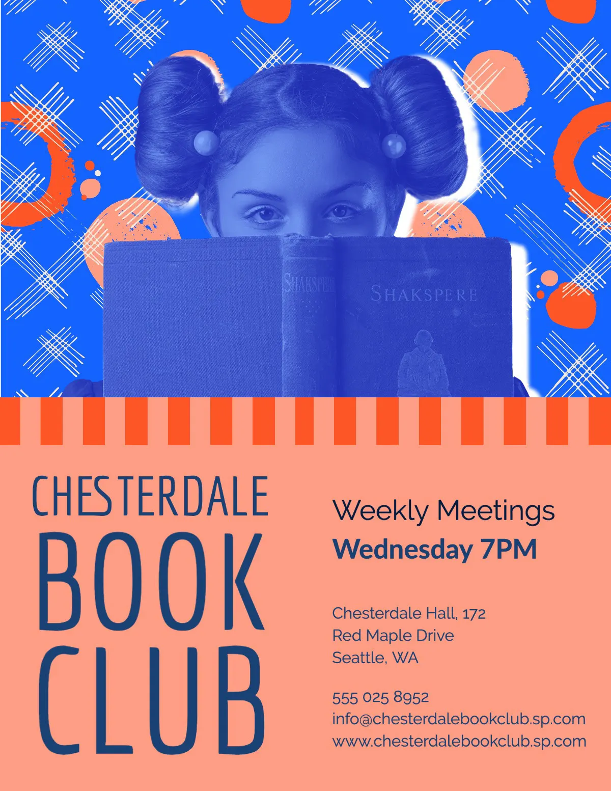 Orange, Red And Blue Book Club Flyer