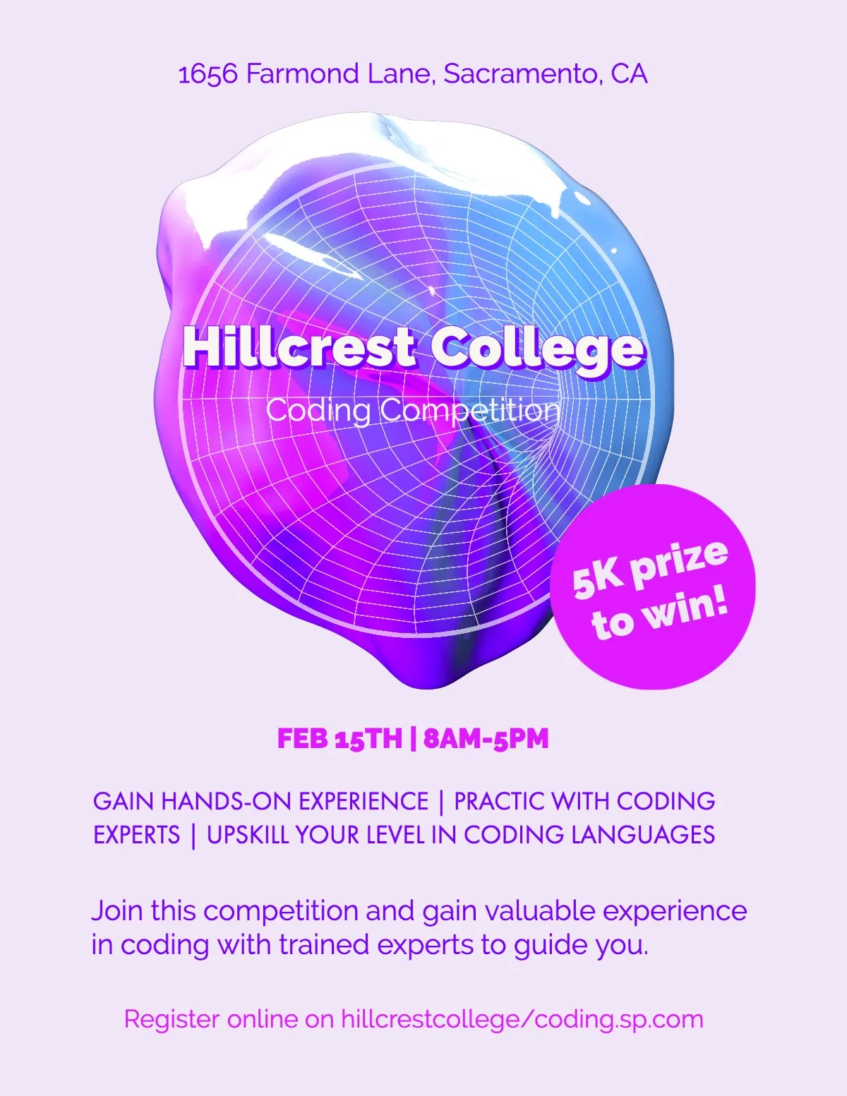Pink 3D Chromatic Liquid Coding Competition Flyer
