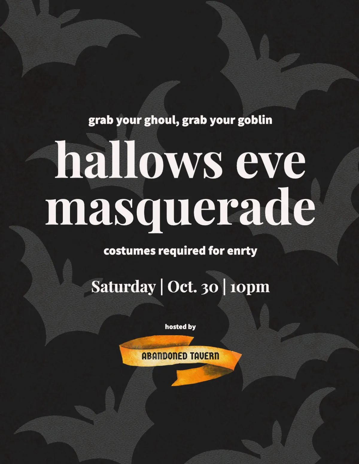 Black and Gray Halloween Masquerade Flyer