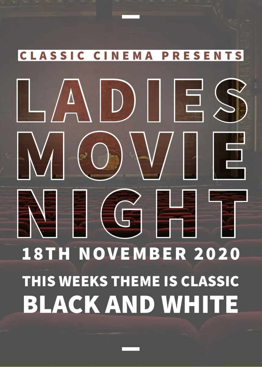 Grey and White Ladies Movie Night Poster