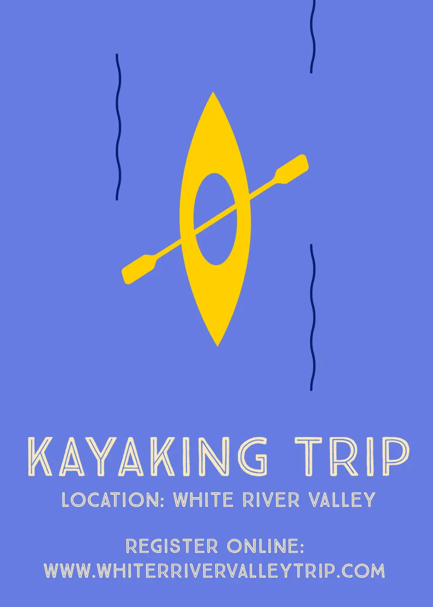 Blue Illustrated Kayaking Trip Flyer