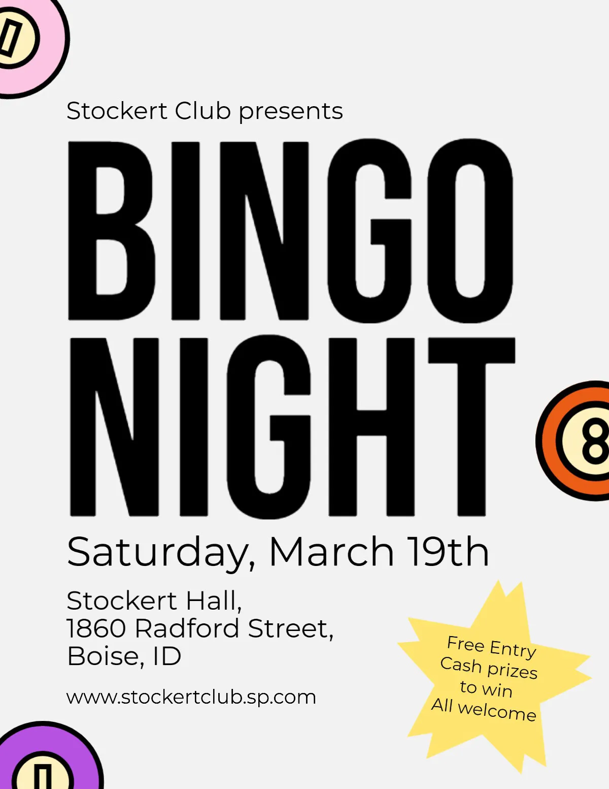 Colorful Bingo Night Flyer
