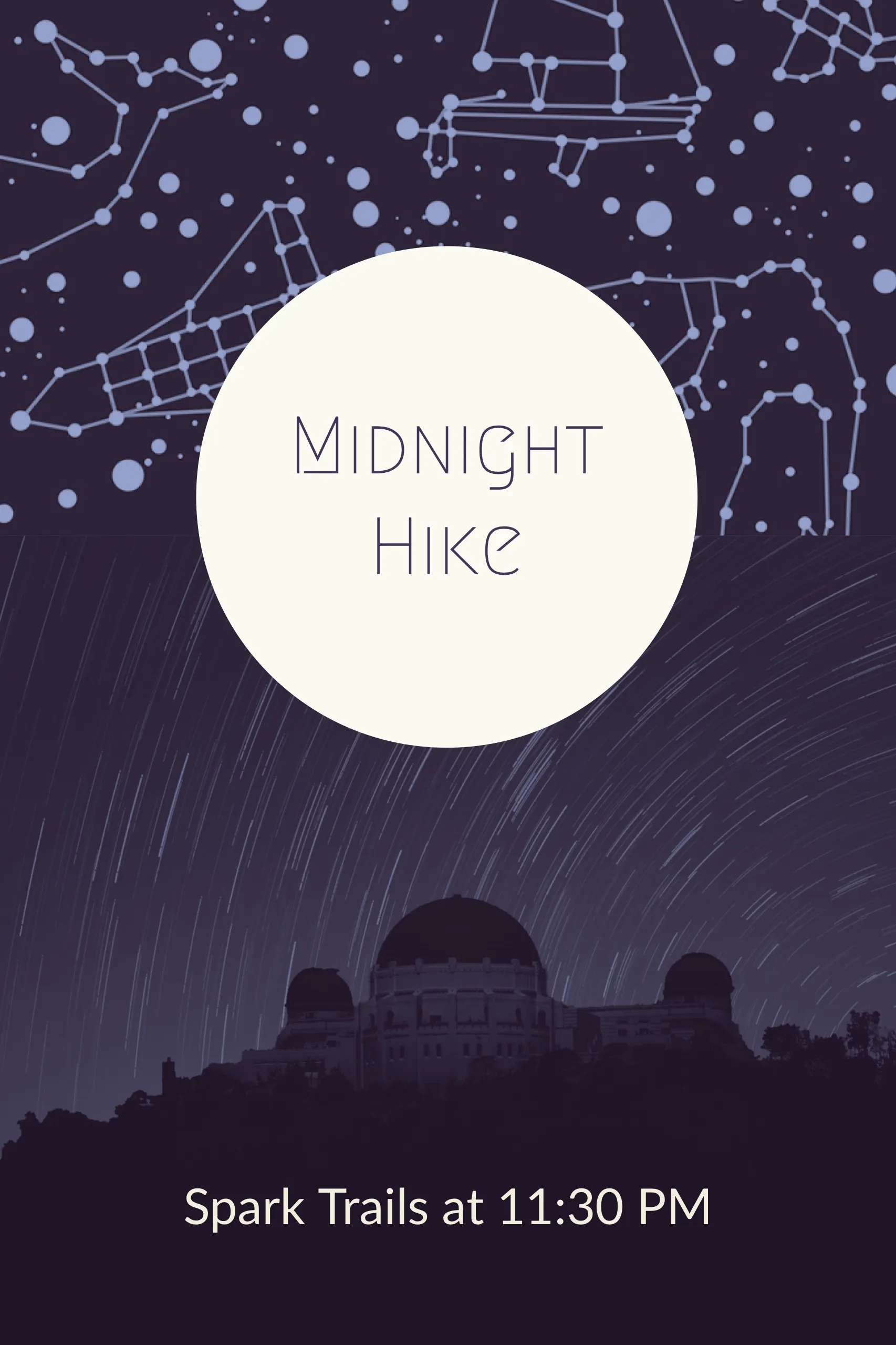 Dark Blue and White Midnight Hike Modern Poster