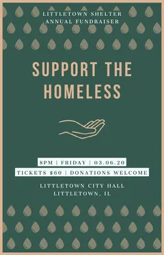 Green Homelessness Fundraiser Poster Donations Flyer