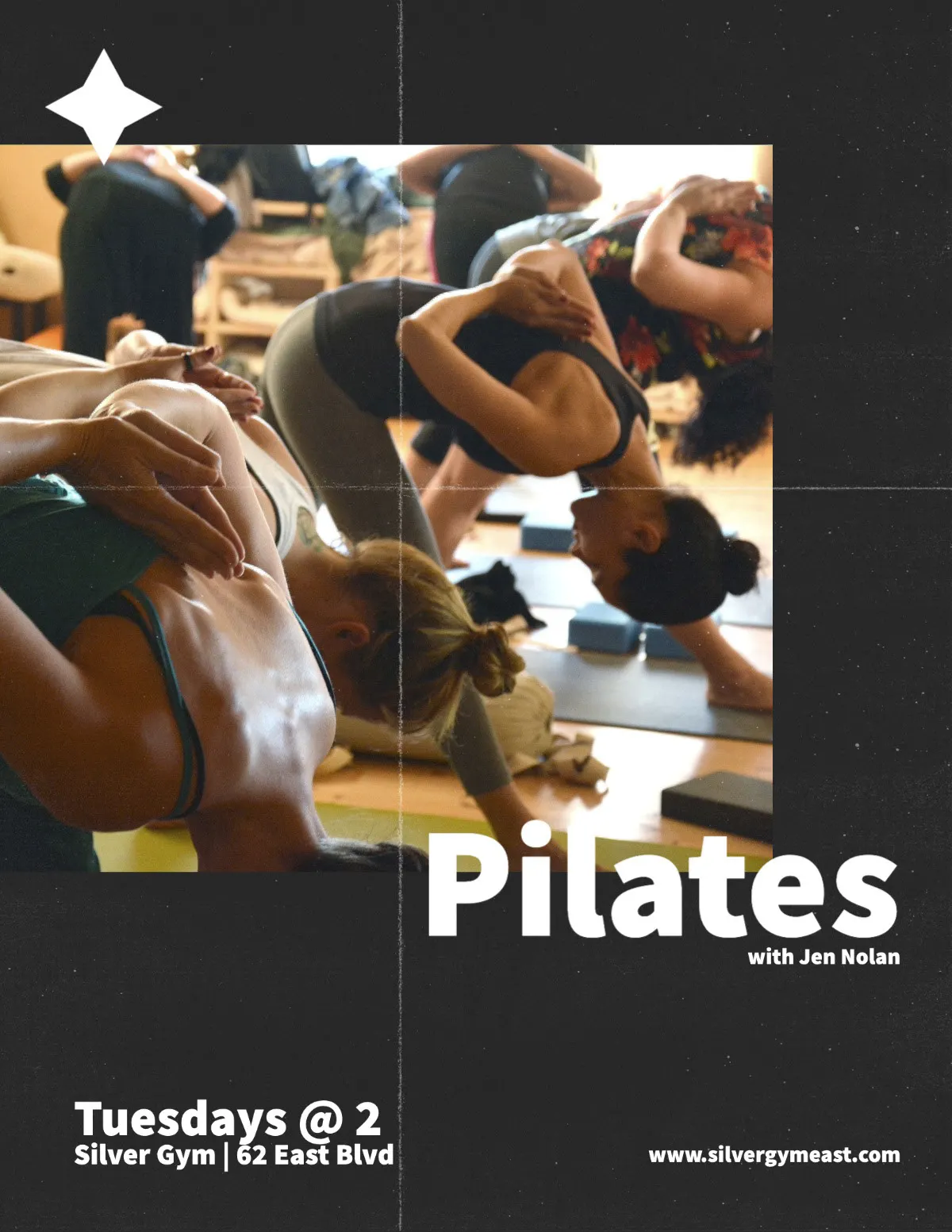 Gray Nu-Brutalism Pilates Personal Trainer Flyer