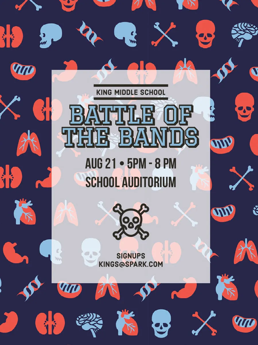 Blue, Anatomic Pattern Framed Battle Of The Bands Poster