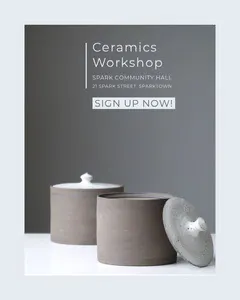 Grey and White Ceramics Workshop Social Post Workshop