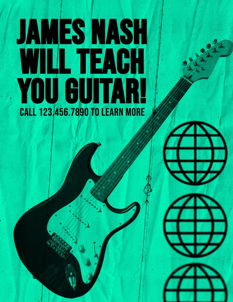 Green Grungy Guitar Music Lesson Flyer
