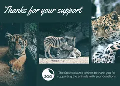 Green With Animal Photos Thank You Card Donations Flyer