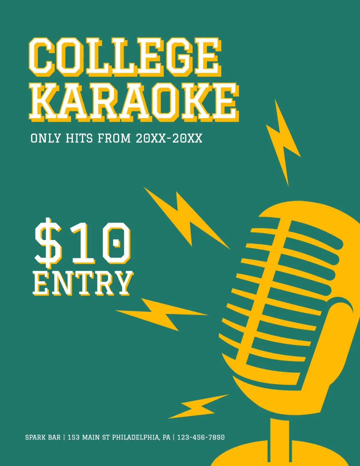 Green Collegiate Karaoke Flyer