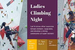 Yellow, Purple and White Ladies Climbing Night Facebook Banner Ladies Night Out Flyer