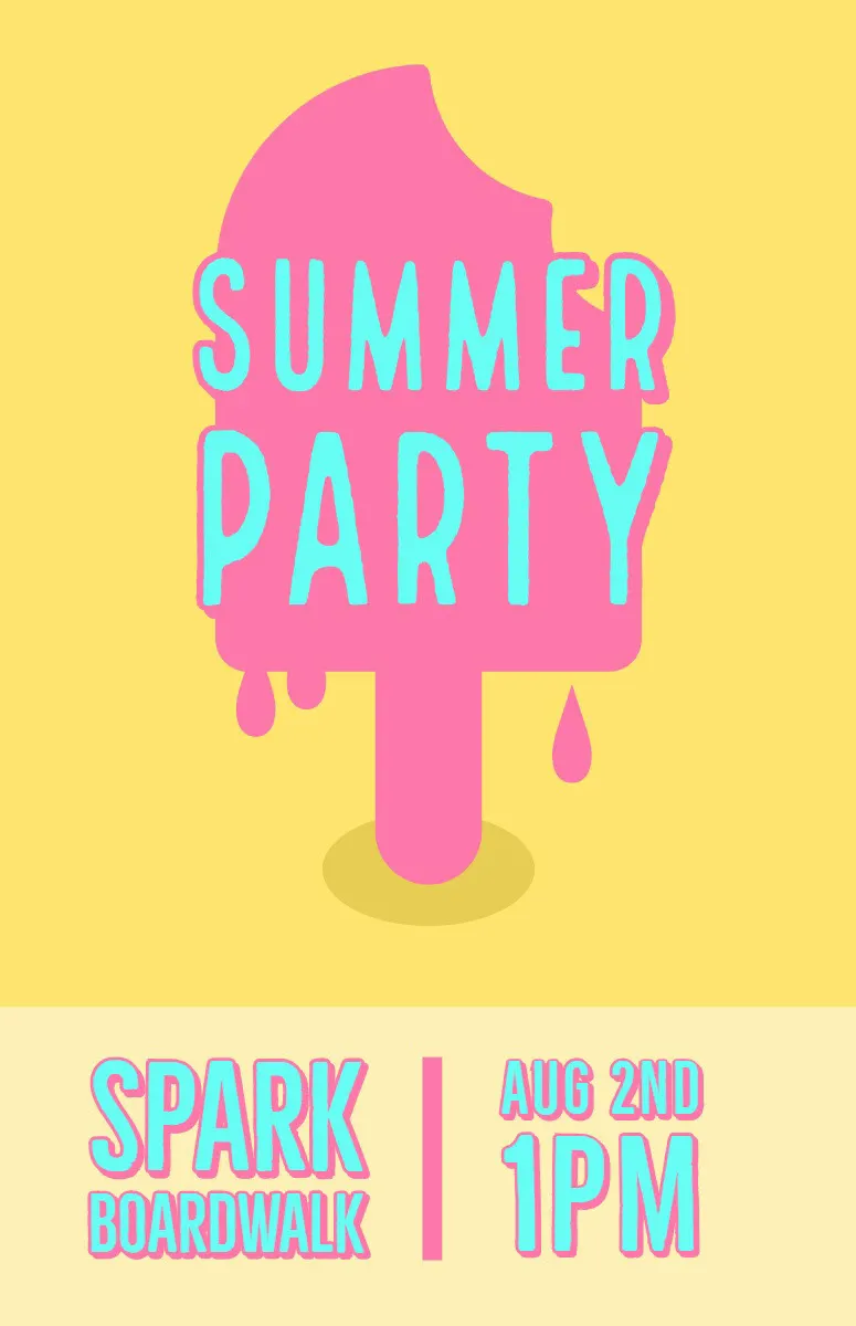 Pink and Yellow Summer Party Flyer with Ice Cream