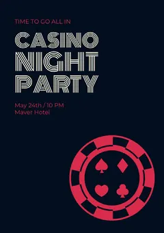 Black and Red Casino Night Party Invitation Game Night Flyer