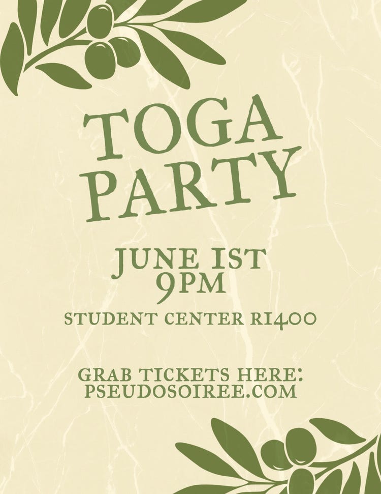 Beige Marble Toga Party Flyer