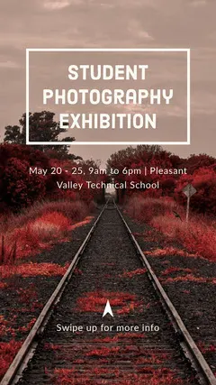 Student Photography Exhibit Instagram Story with Railroad Tracks in Autumn Exhibition