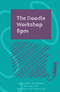 Blue and Violet The Doodle Workshop 8pm Flyer Workshop
