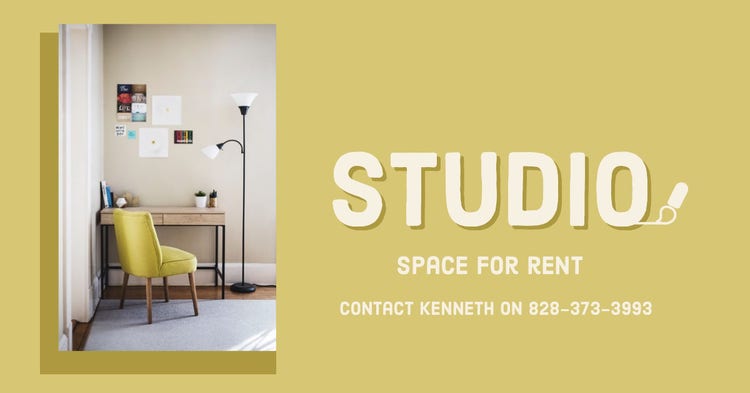 Yellow Studio Space for Rent Facebook Ad