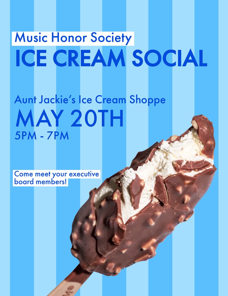Blue Striped Ice Cream Social Flyer