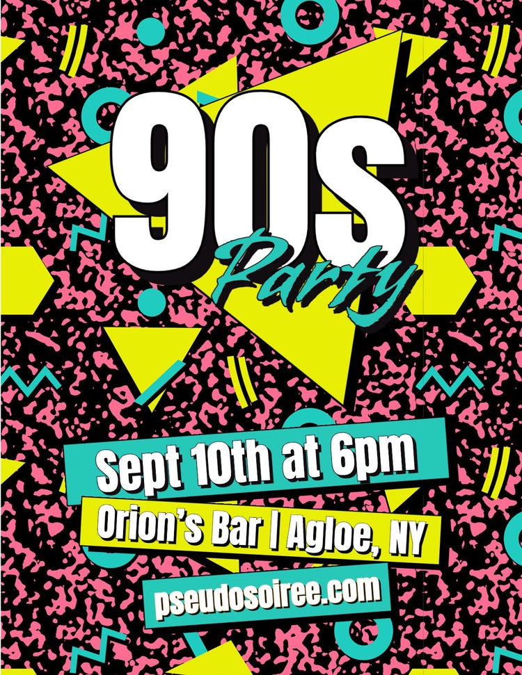 Neon Yellow 90s Party Flyer