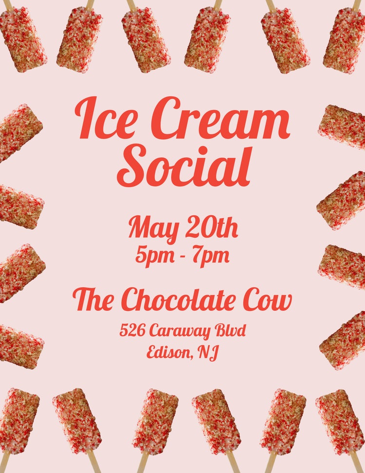 Pink Ice Cream Social Flyer