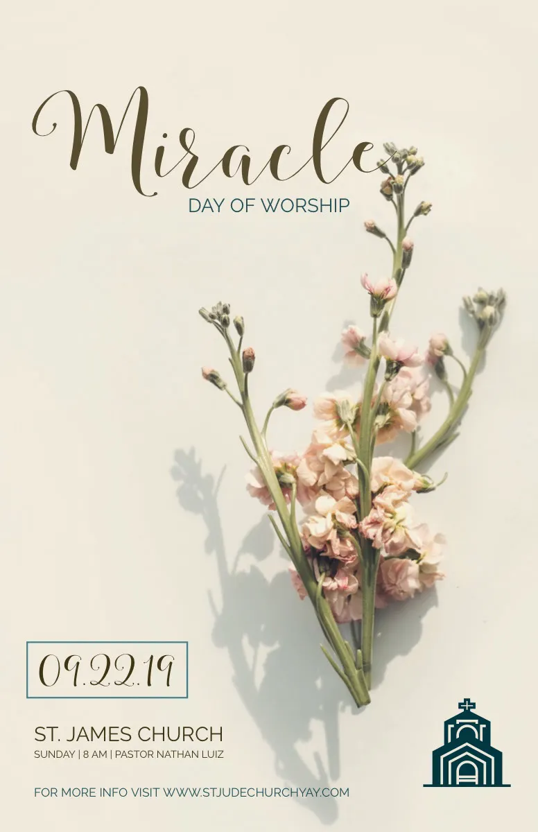 Beige With Flowers Worship Flyer