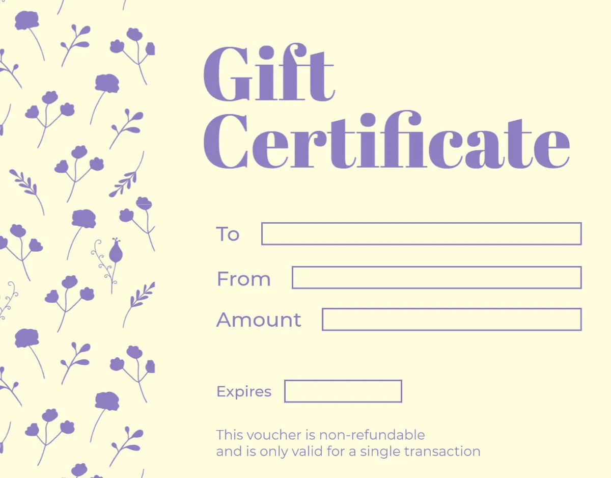 Yellow & Lilac Pastel Gift Certificate