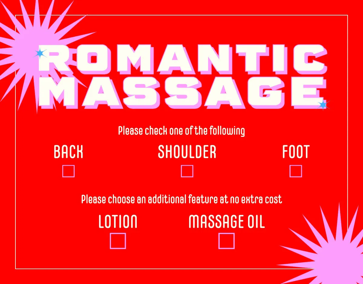 Red and White Bold Romantic Massage Gift Certificate
