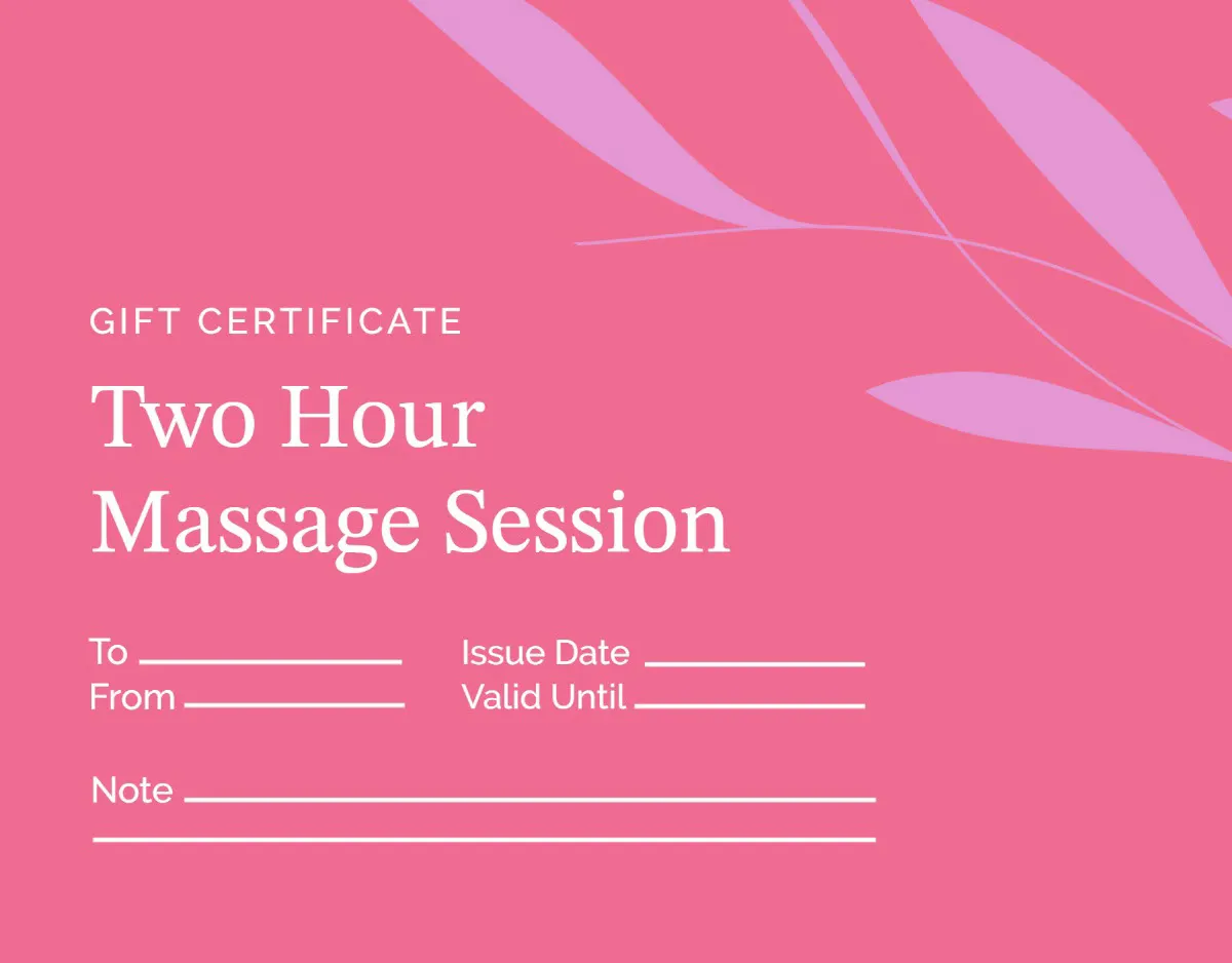 Pink & Purple Abstract Foliage Massage Gift Certificate