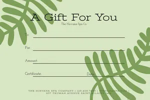 Green Botanical Massage Gift Certificate Massage Gift Certificate