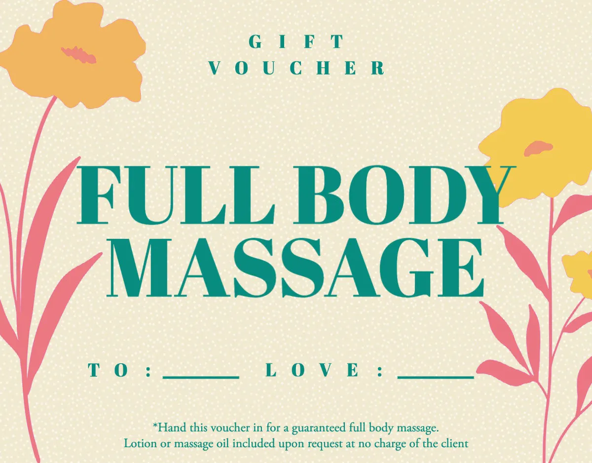 Teal and Cream Soft Romantic Massage Gift Certificate
