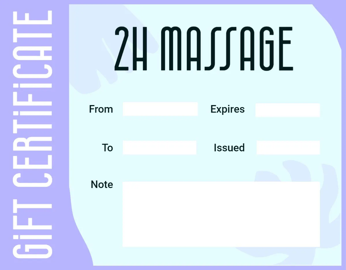 Blue, Lavender and White Massage Gift Certificate