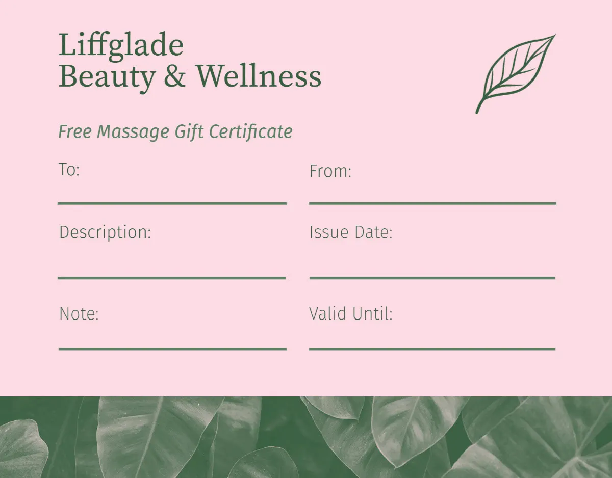 Pink and Green Pastel Massage Gift Certificate