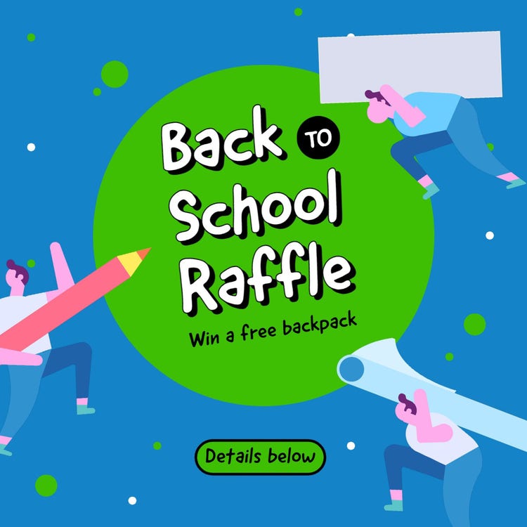 Iteration Green Blue Back To School Raffle Instagram Square