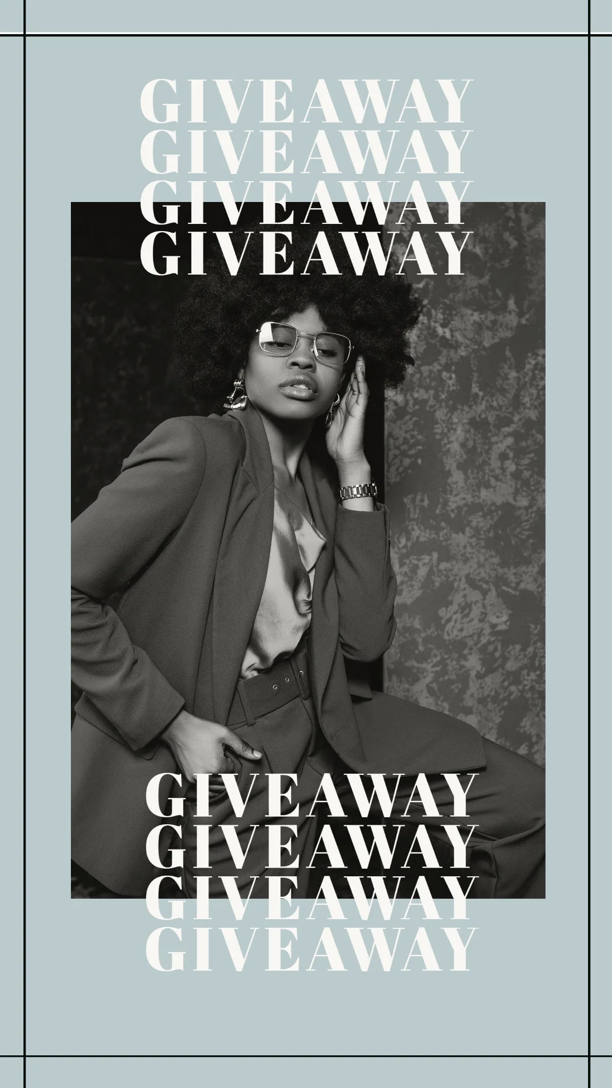 Blue and Gray Model Photo Giveaway Instagram Story Ad
