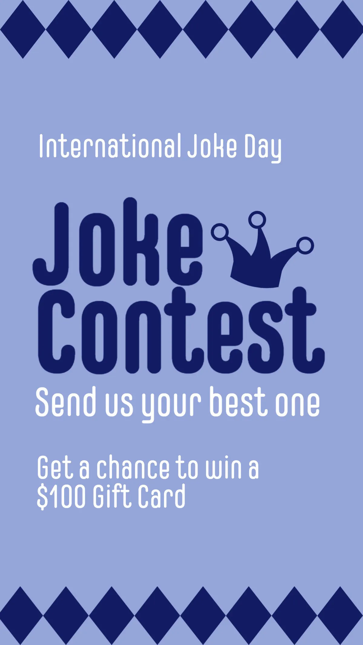 Purple & Blue International Joke Day Instagram Story