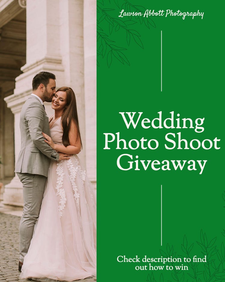 Green & White Wedding Shoot Giveaway Instagram Portrait Post