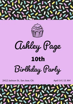 Violet and Colorful Lines Birthday Party Invitation Birthday Invitation (Girl)