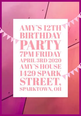Pink and White Girl's Party Invitation Birthday Invitation (Girl)