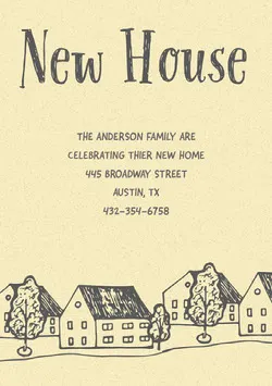 Yellow Illustrated Housewarming Party Invitation Card Housewarming Invitation