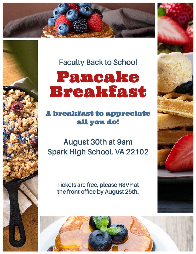 Red Back To School Faculty Breakfast Flyer