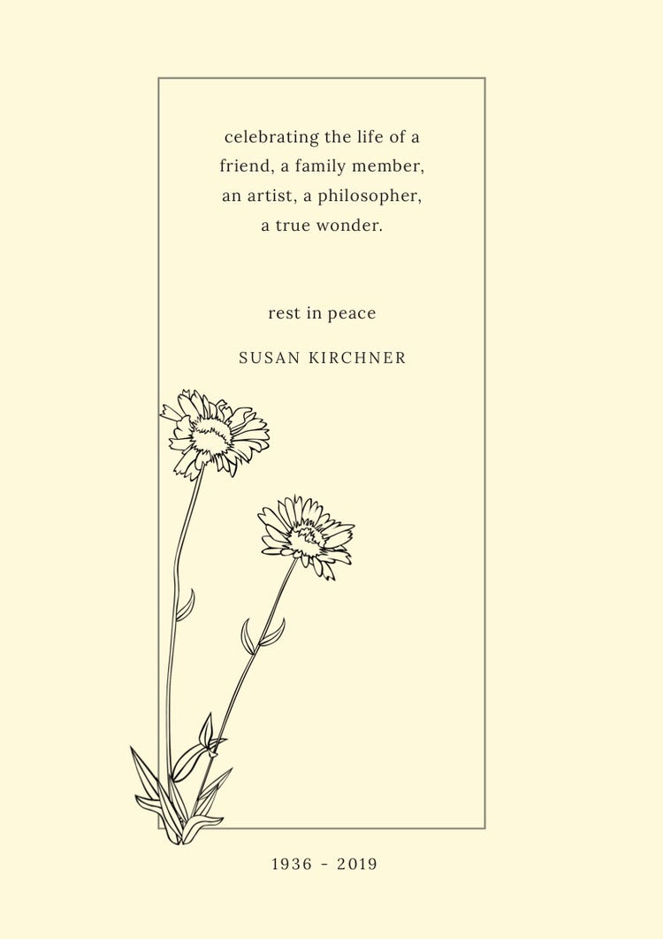 Rest In Peace Funeral Invitation Card with Flowers