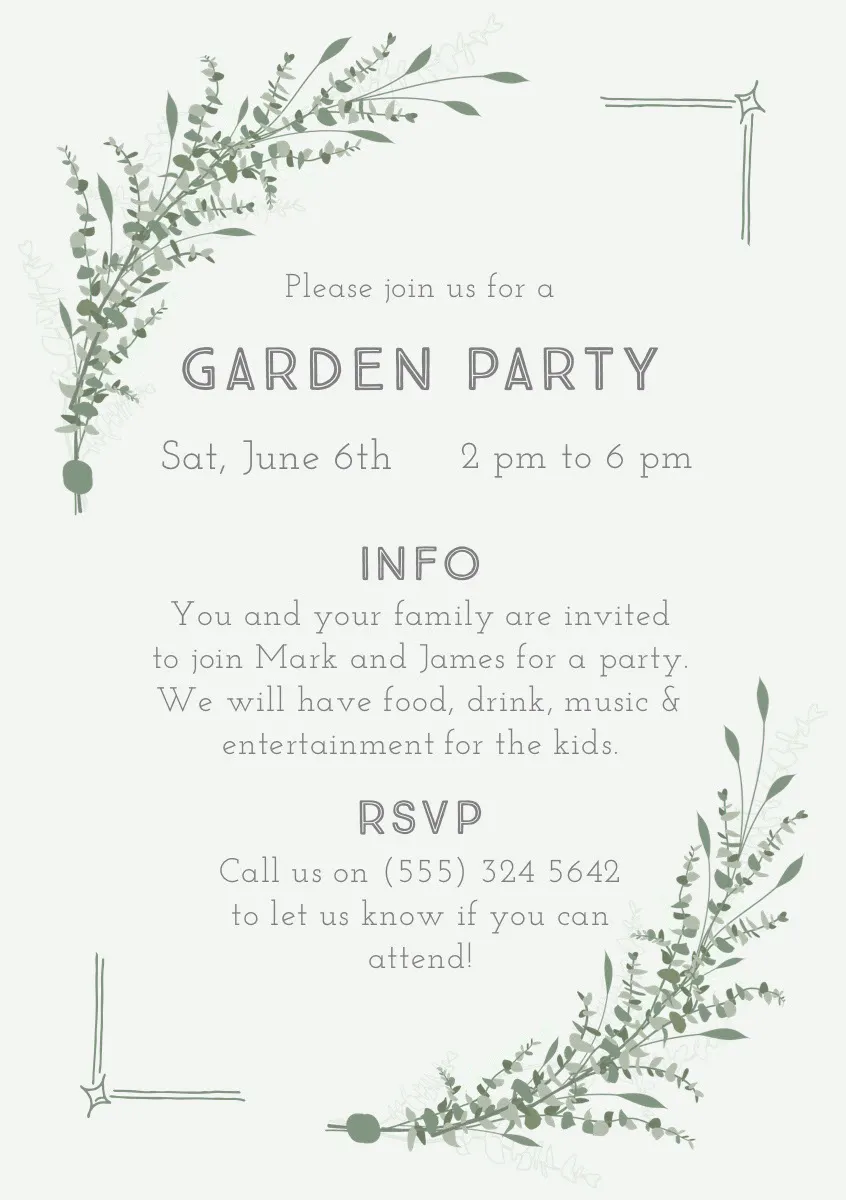 White Garden Party Invitation