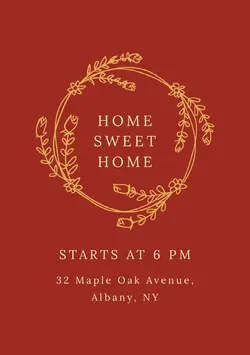 Claret and Gold Housewarming Party Invitation Housewarming Invitation