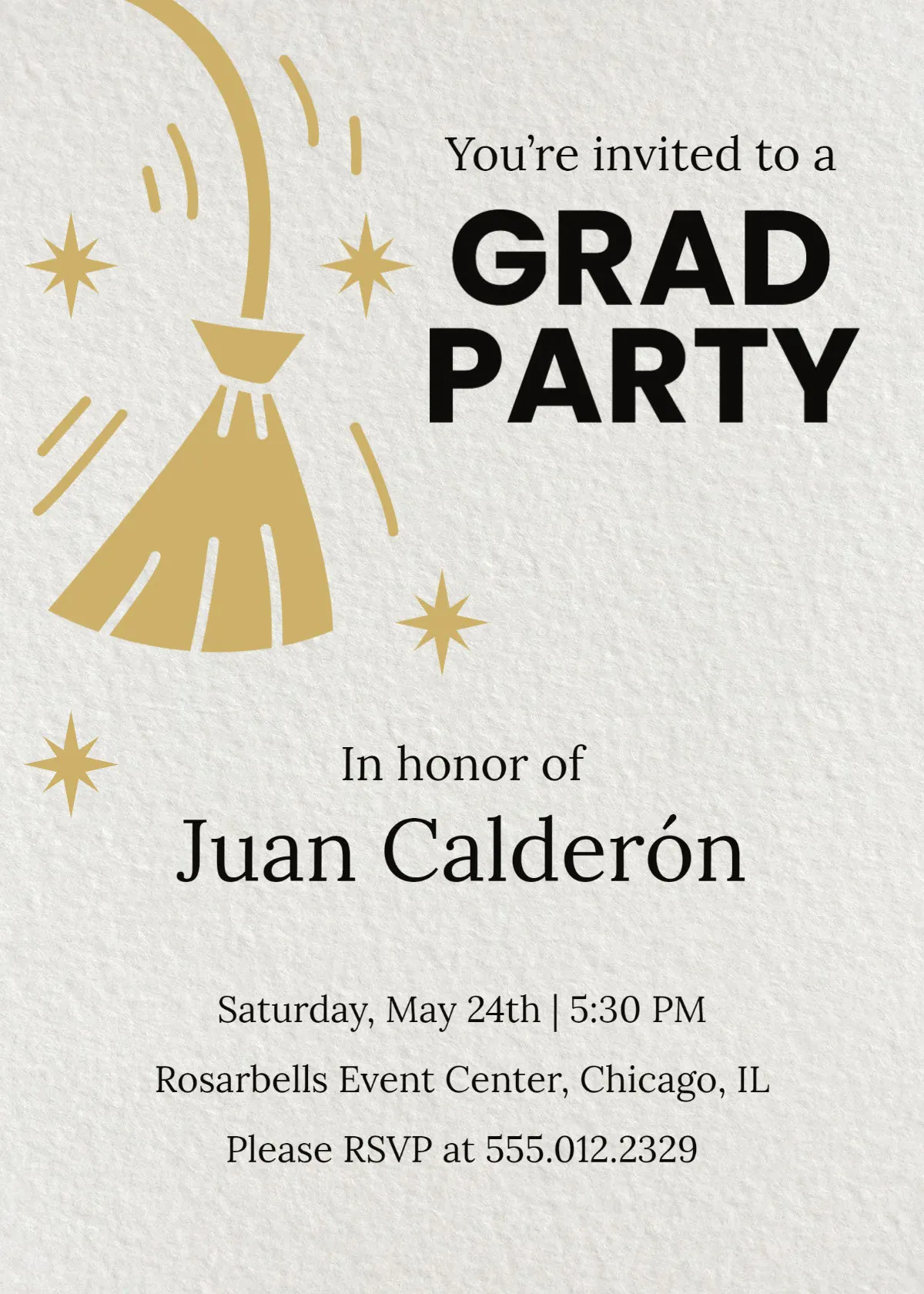 Paper Textured Grad Party Invitation