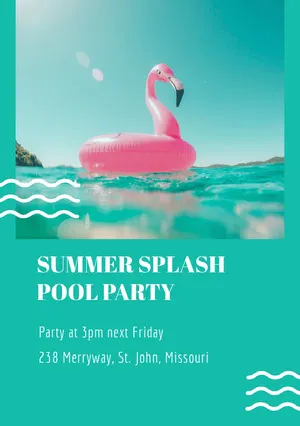 Green and White Pool Party Invitation Pool Party Invitation