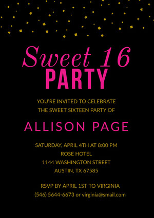 Edit & Print Yourself Sweet 16 Birthday Invitation Pink Birthday Invitation 16th Birthday Invitation