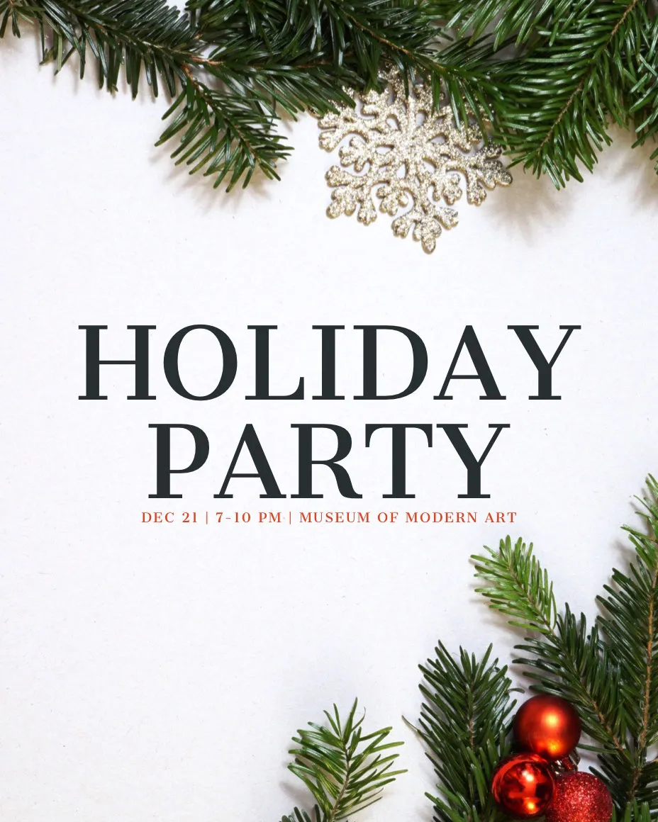  White, Green and Red Holiday Party Flyer Instagram Portrait